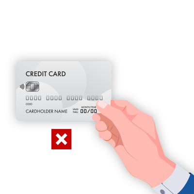 CREDIT CARD CORNER NOT VISIBLE - NOT ACCEPTED