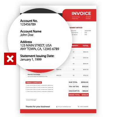 OUTDATED PROOF OF ADDRESS - NOT ACCEPTED
